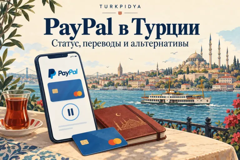 PayPal в Турции: статус, переводы и альтернативы — иллюстрированная обложка Turkpidya