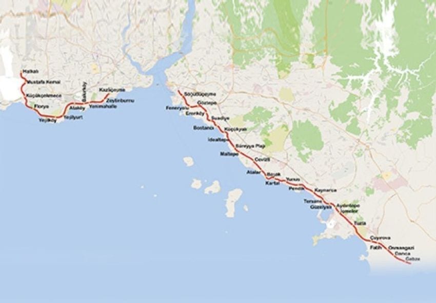 Χάρτης μετρό Marmaray Κωνσταντινούπολη