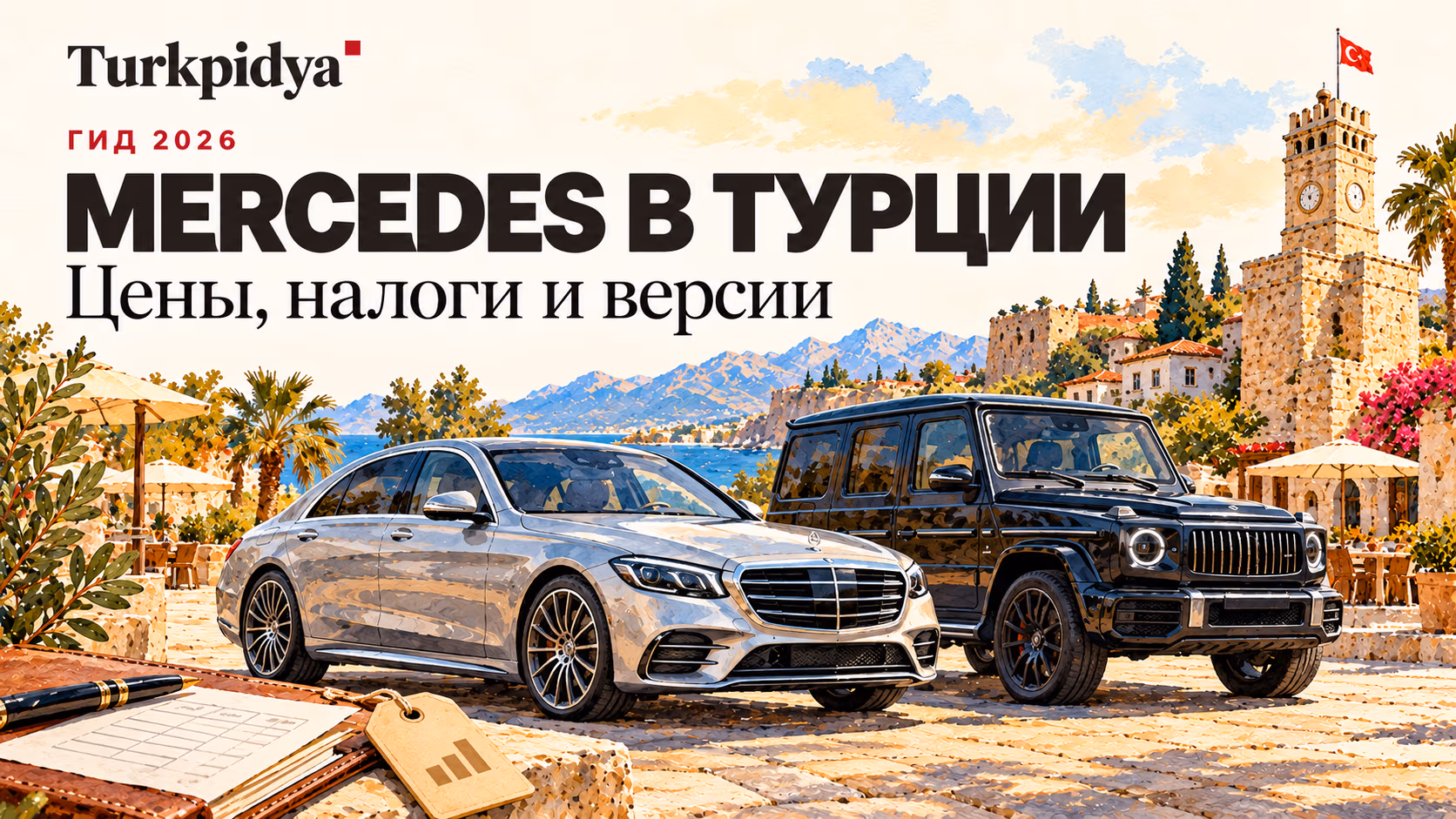Иллюстрированная обложка: Mercedes в Турции, гид 2026, цены, налоги и версии.