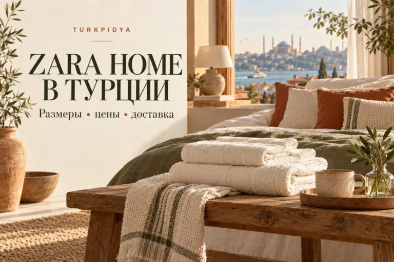Иллюстрация Turkpidya: домашний текстиль, полотенца и выбор товаров Zara Home в Турции.