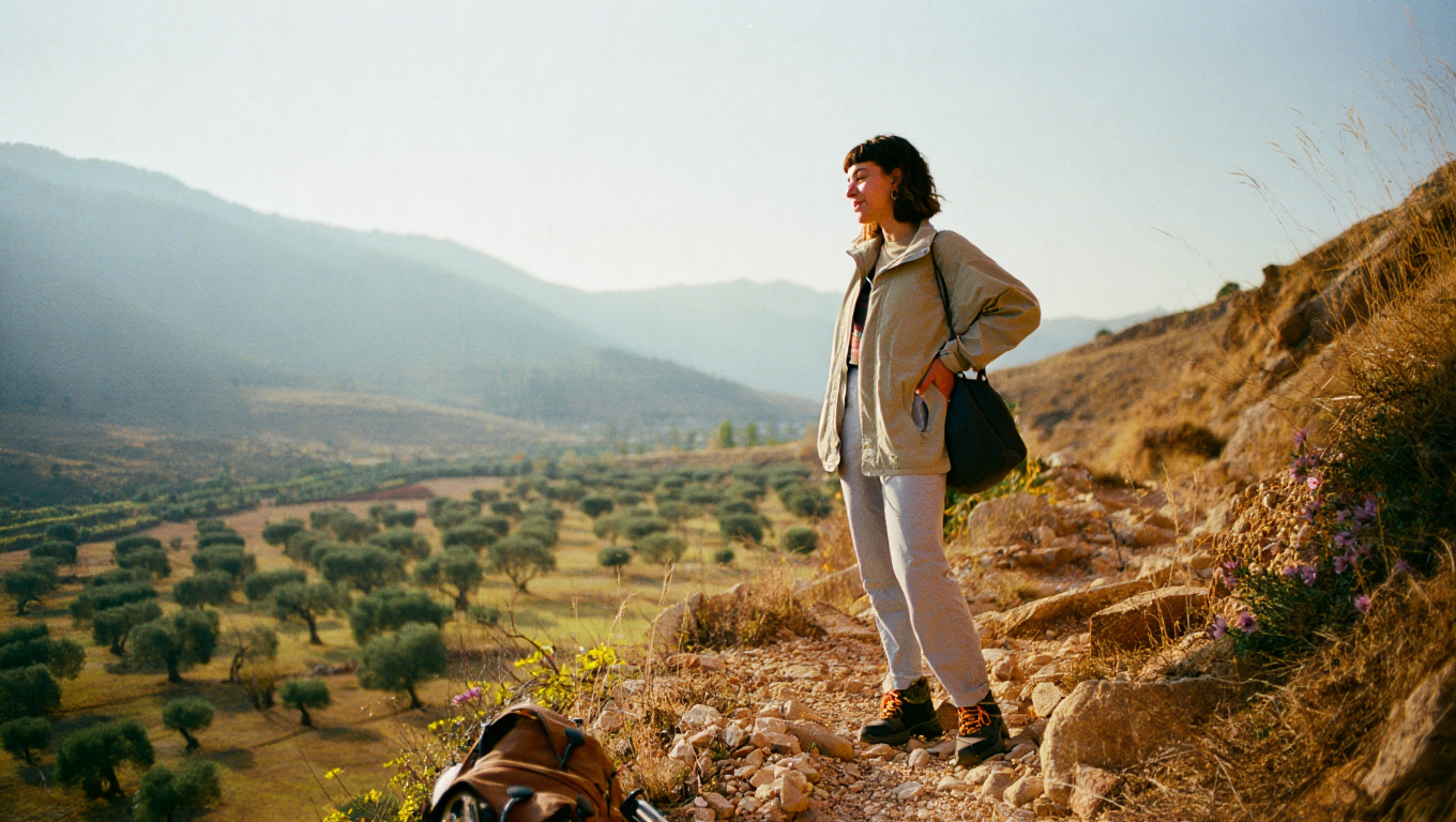 Wanderer blickt auf türkische Berglandschaft