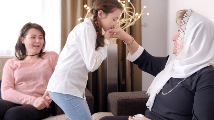 kissing hand at ramadan holiday in turkey