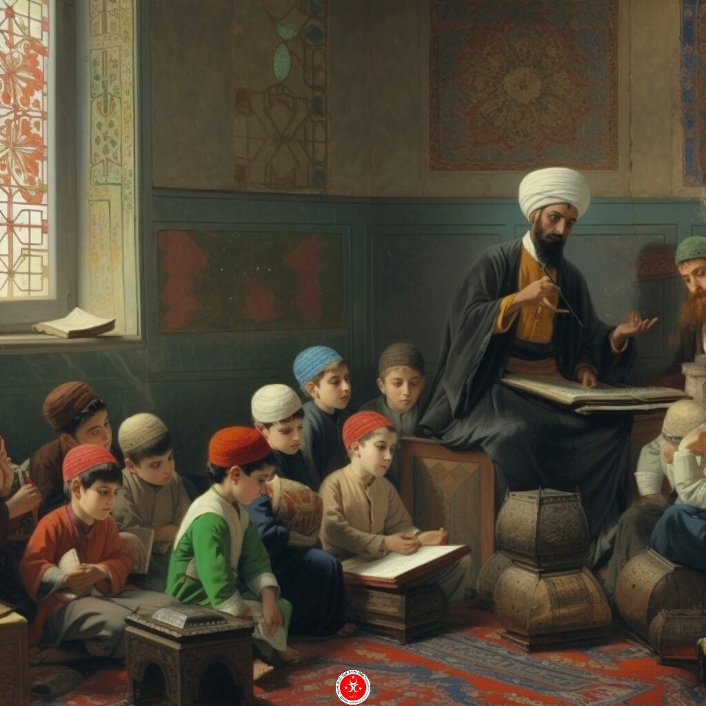 Osmanlı mektebi öğrencileri Kur'an okuyor