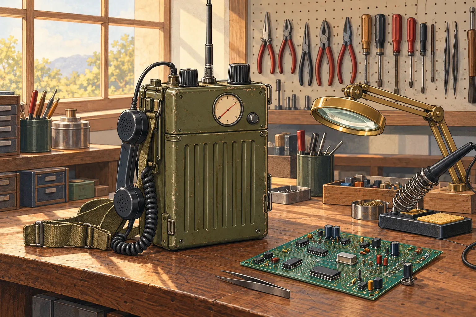aselsan olive green field radio workbench