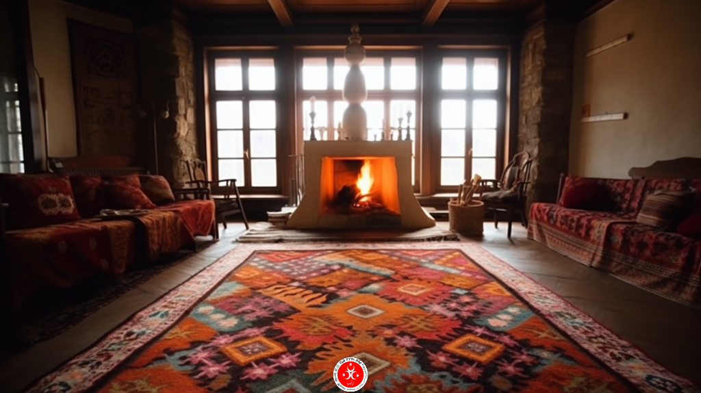 Azerbijani rug in a house