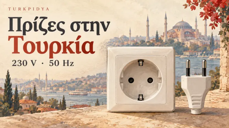 Πρίζες στην Τουρκία: φις C, πρίζα F, 230 V και 50 Hz.