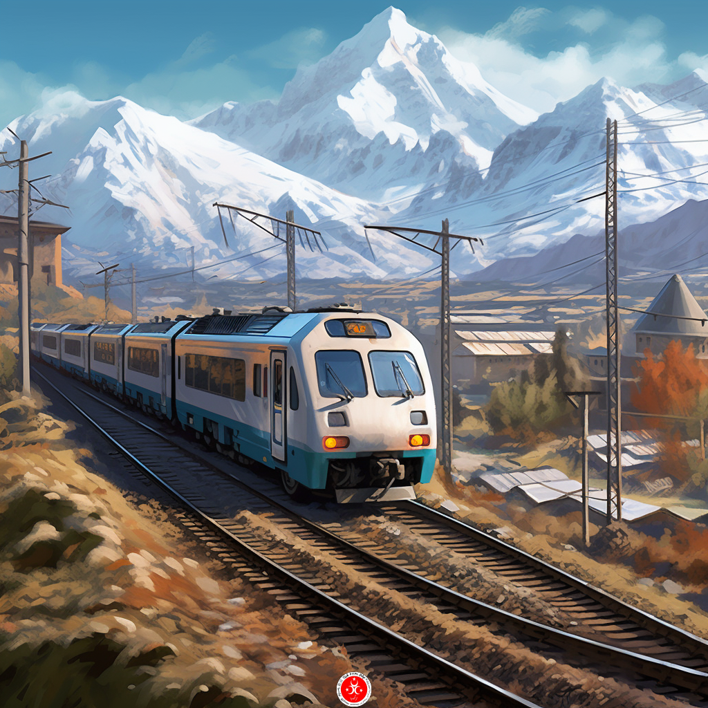 Treno dell'Azerbaigian tra le montagne