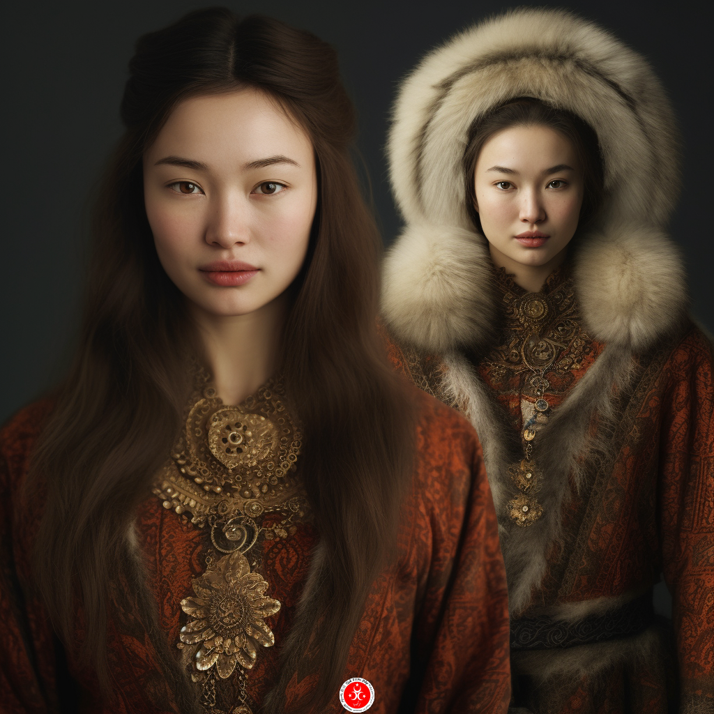 donna kazaka in abiti tradizionali