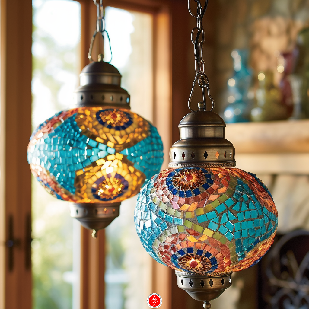 turecká mozaiková lustrová lampa