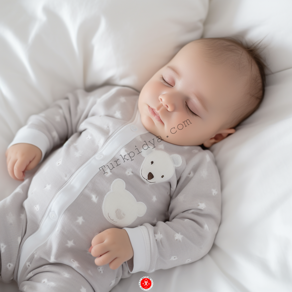 A sleeping baby wearing a diaper