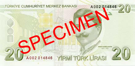 20 Turkish Lira Back