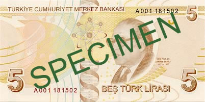 5 Turkish Lira Back
