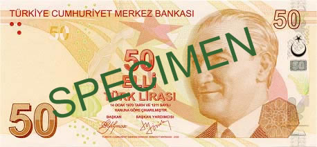 50 Turkish Lira Front