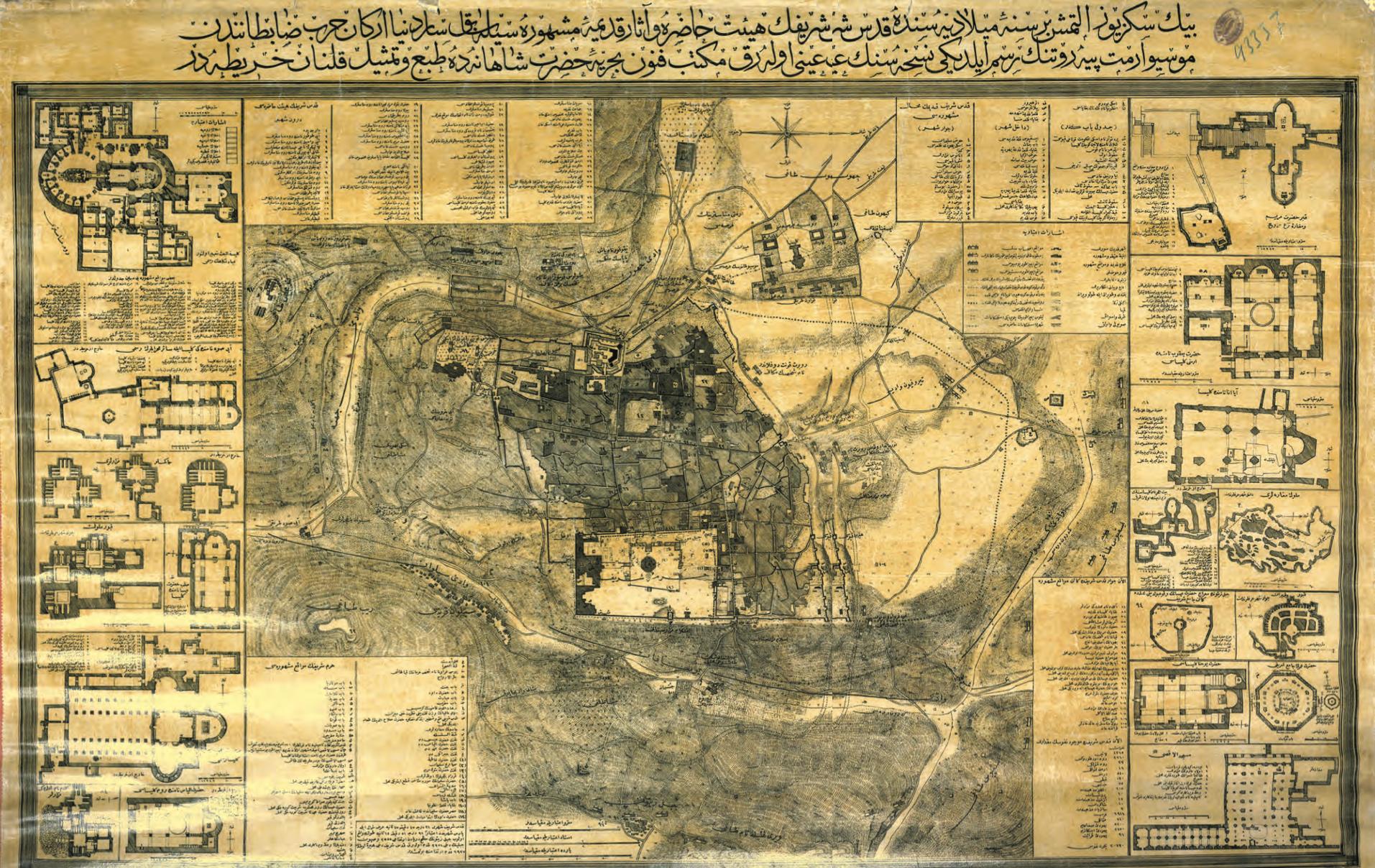 Um antigo mapa otomano de Jerusalém