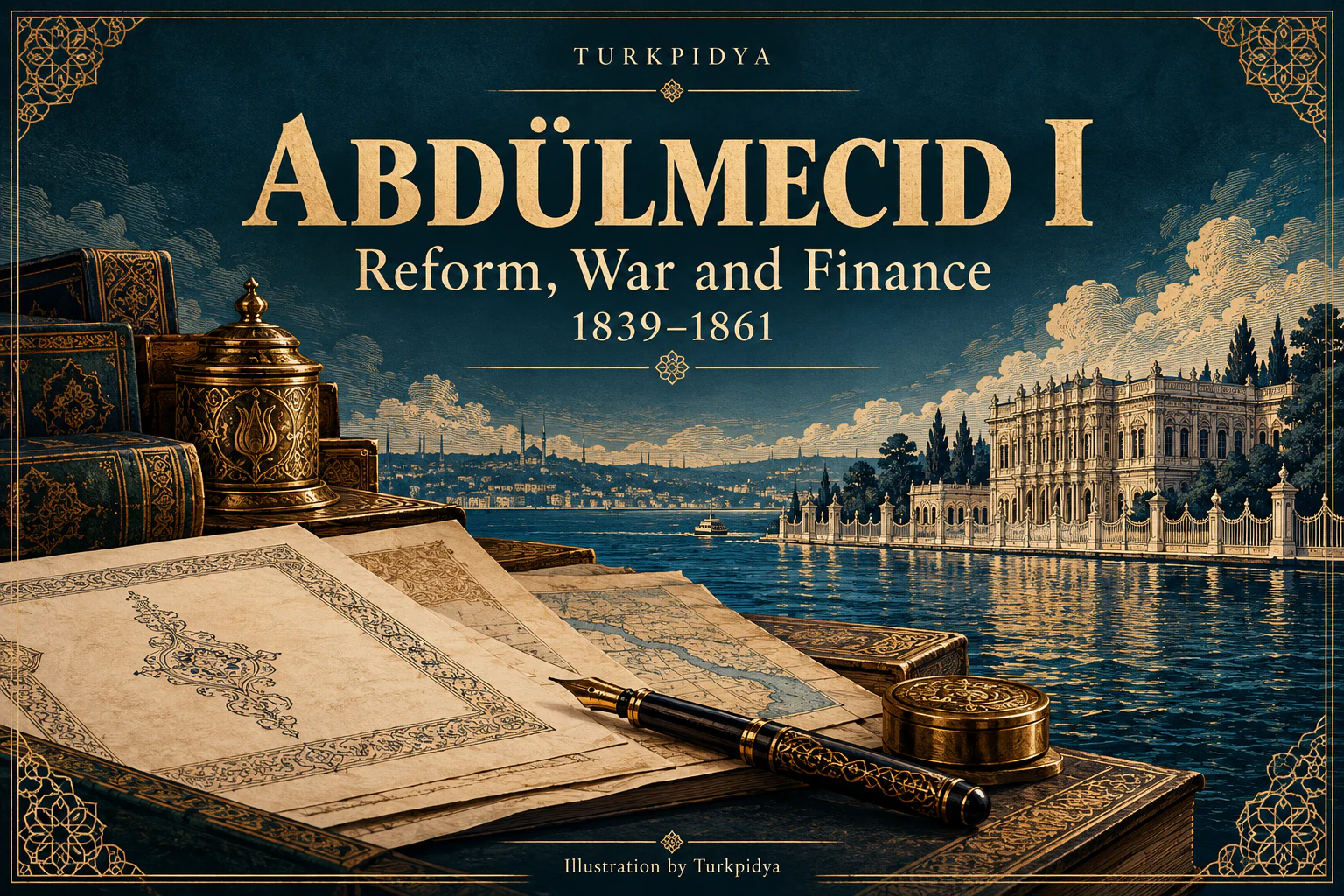 Abdülmecid I: Reform, War and Finance, 1839–1861; symbolic editorial illustration.