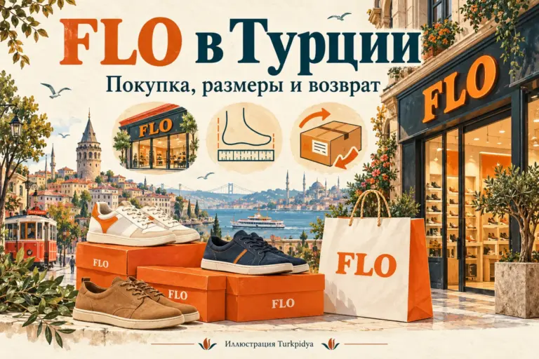 Иллюстрированный путеводитель по покупке обуви FLO в Турции, размерам и возврату