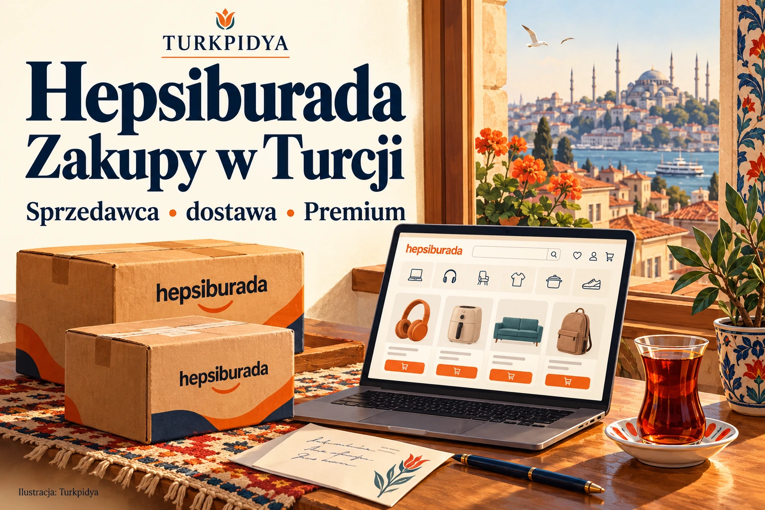 Poradnik Turkpidya: zakupy na Hepsiburada w Turcji, laptop i paczki przy oknie