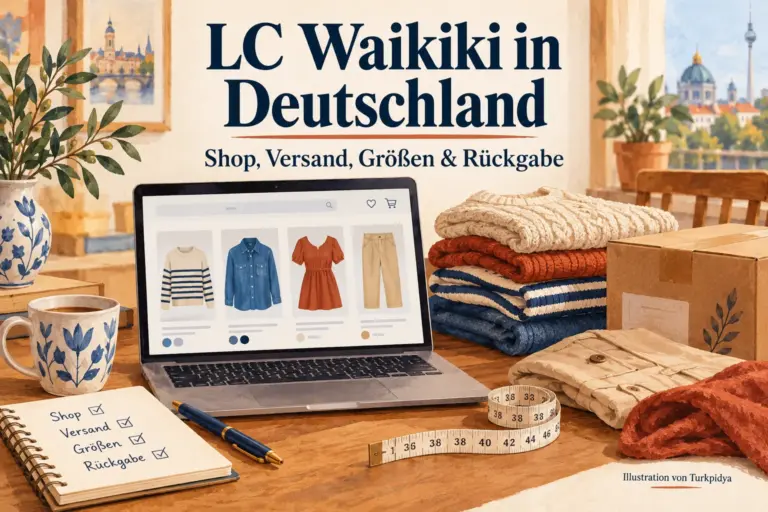 Illustration zu LC Waikiki in Deutschland: Online-Shop, Kleidung, Paket und Maßband