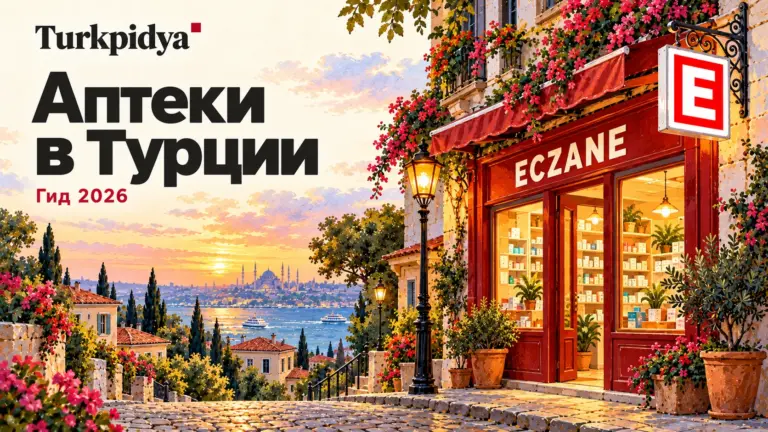 Иллюстрированный русский гид по аптекам в Турции: красная вывеска Eczane