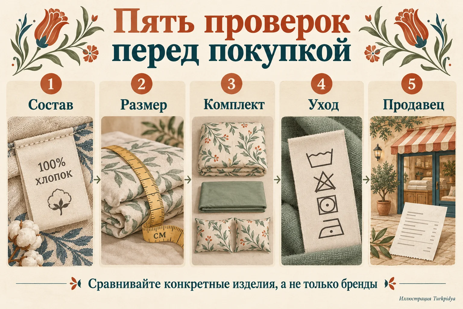Пять проверок текстиля перед покупкой: состав, размер, комплект, уход и продавец