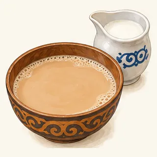 Иллюстрация: чай с молоком