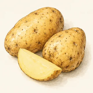 İki patates ve bir patates dilimi çizimi