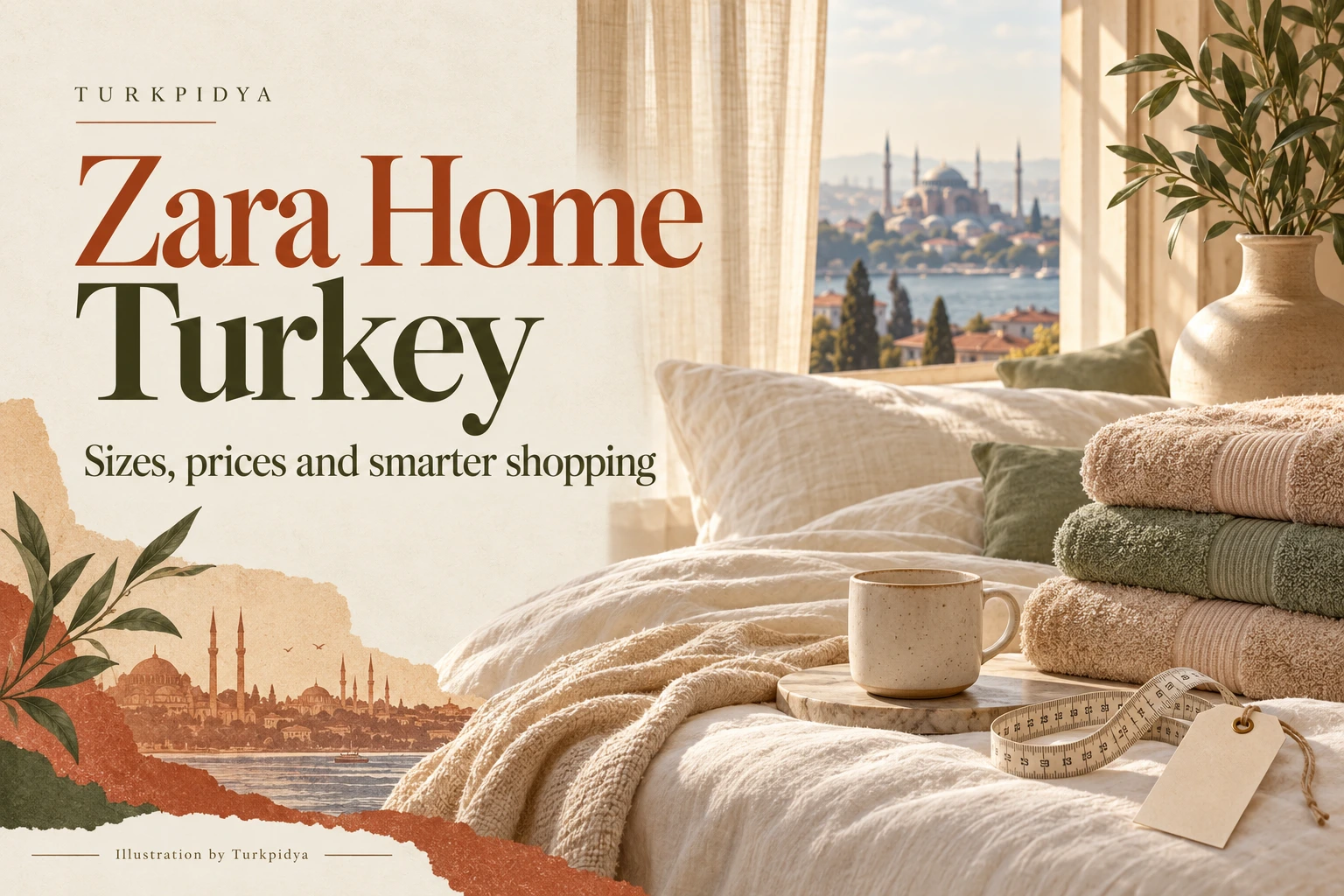 Zara Home Turkey: a warm interior with linen, towels and a tape measure